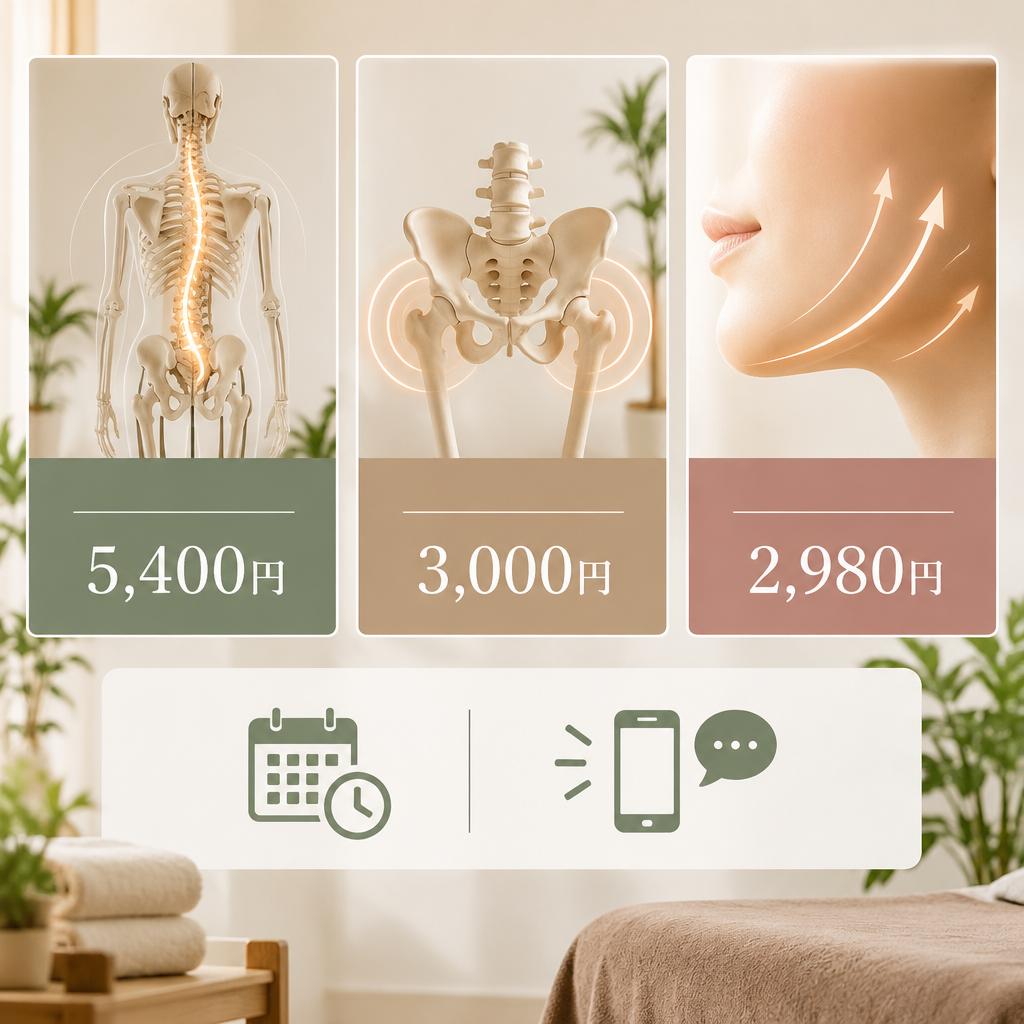 施術料金を事前にチェック。あなたに合うケアを